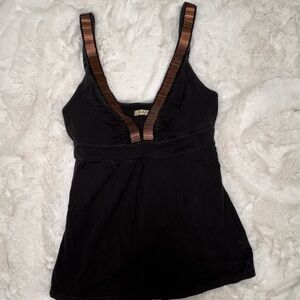 Guess Jeans black sleeveless top with copper beaded straps